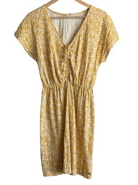 Roxy Womens Yellow Floral Sundress Size Large Beach Vacation Boho Surf